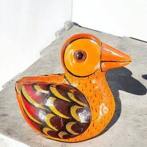 Vintage M Palacios Mexico Art Pottery Duck Bird Sculpture Figurine Signed Large